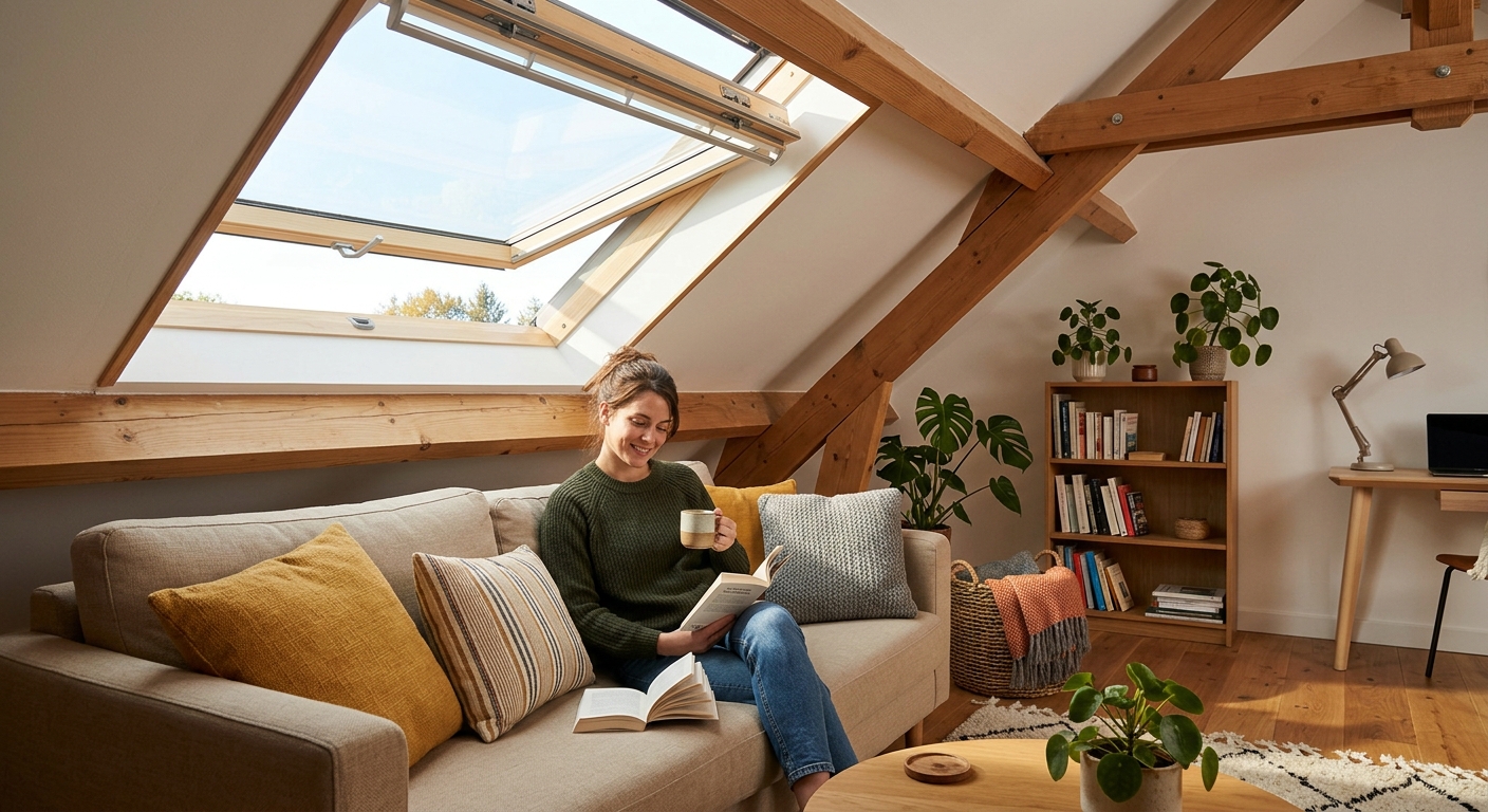 Installation de fen&ecirc;tre de toit Velux lumineuse